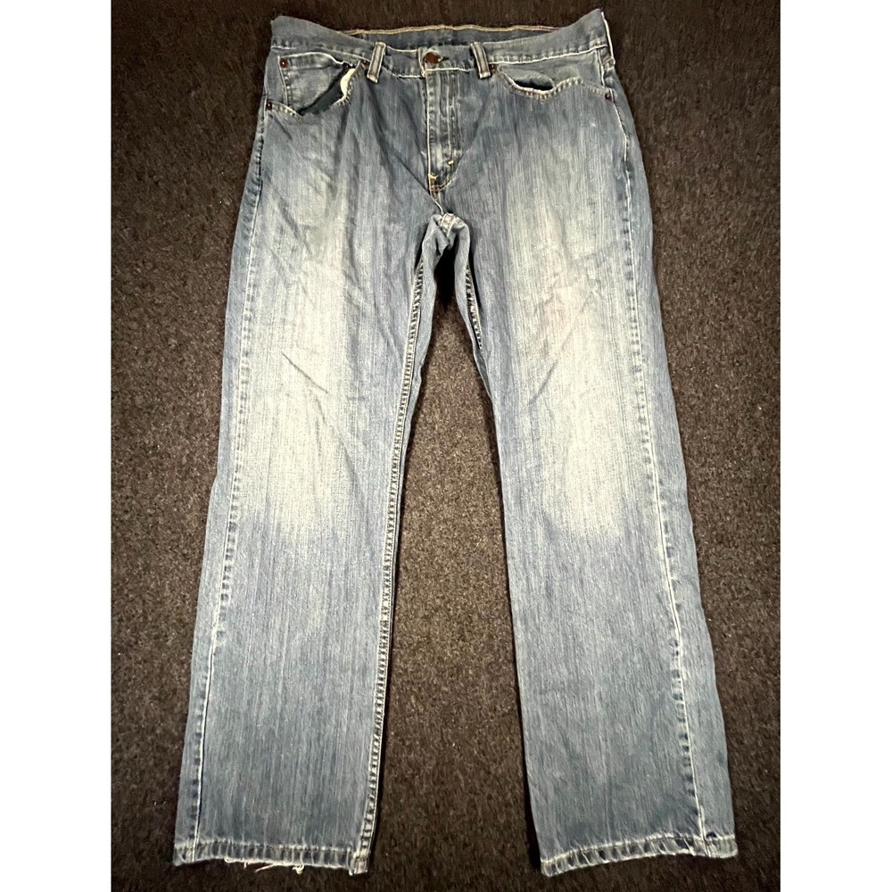 Y2K‎ Levis 569 Loose Straight Jeans Mens 34x32 Blue Light Wash Distressed Pocket